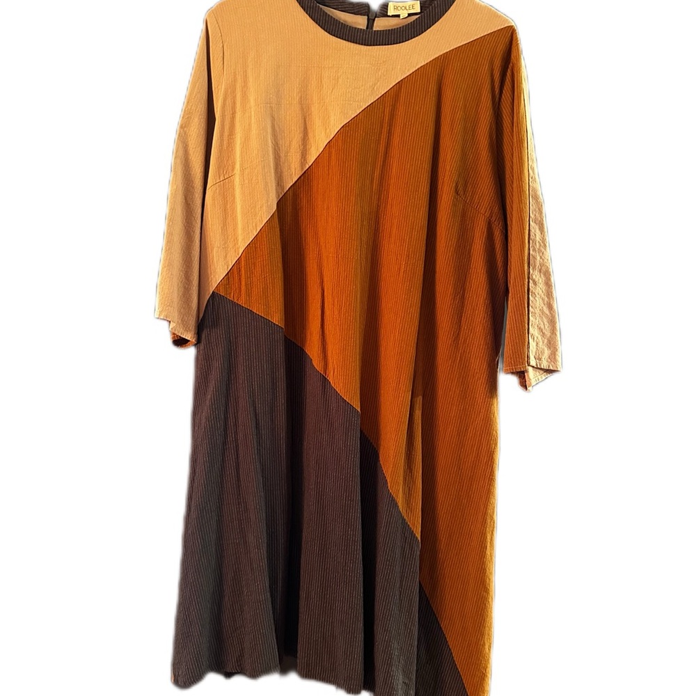 Roolee Yellow and Orange 3/4 Sleeve Dress